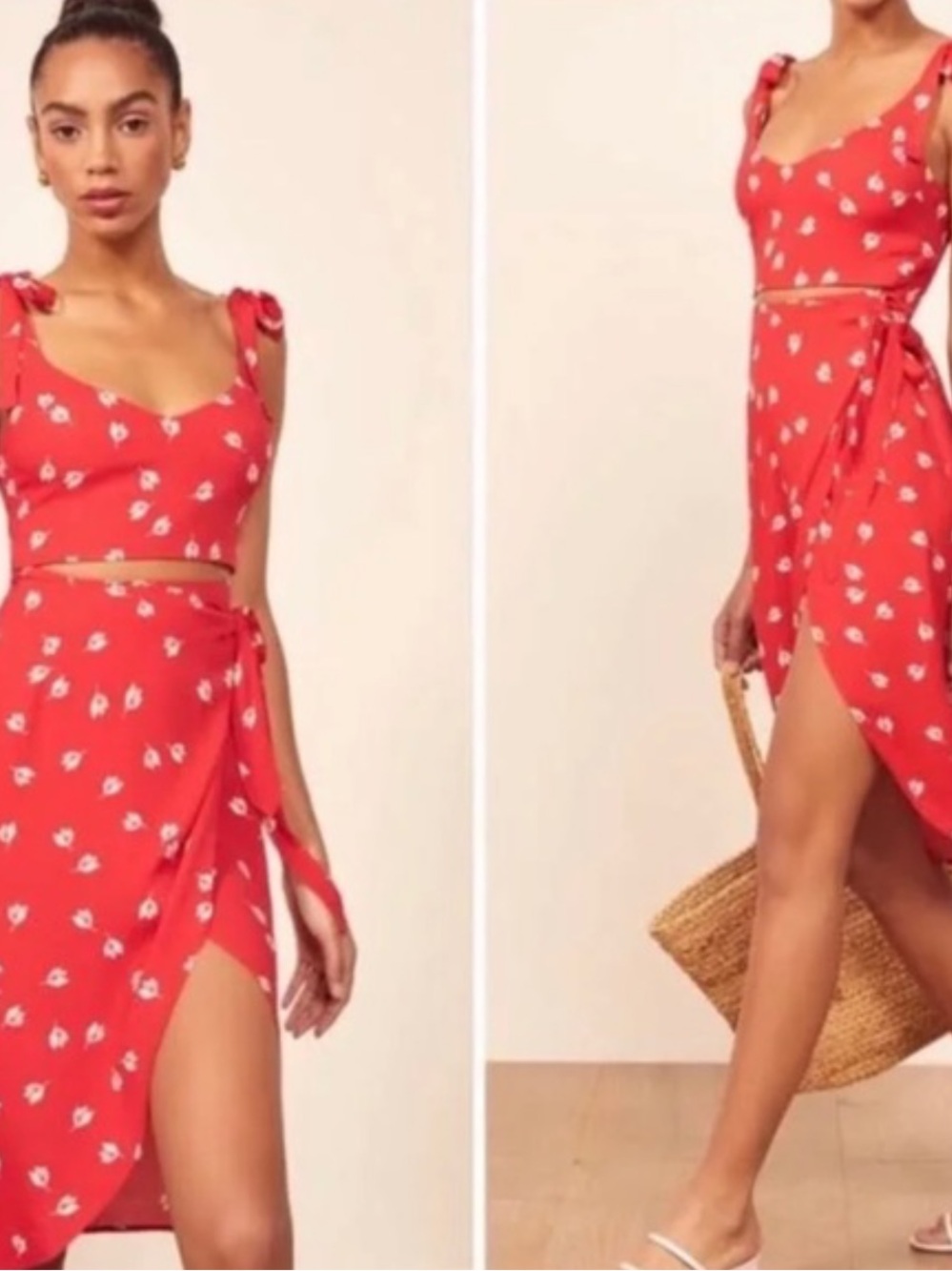 Reformation Red Floral Midi Dress